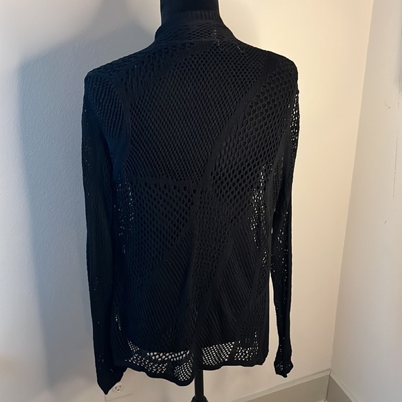 Love Token black pointelle open cardigan draped long sleeves Sz S - Picture 4 of 8